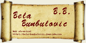 Bela Bunbulović vizit kartica